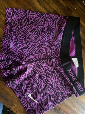 Nike Purple and Black Abstract Print Compression Shorts